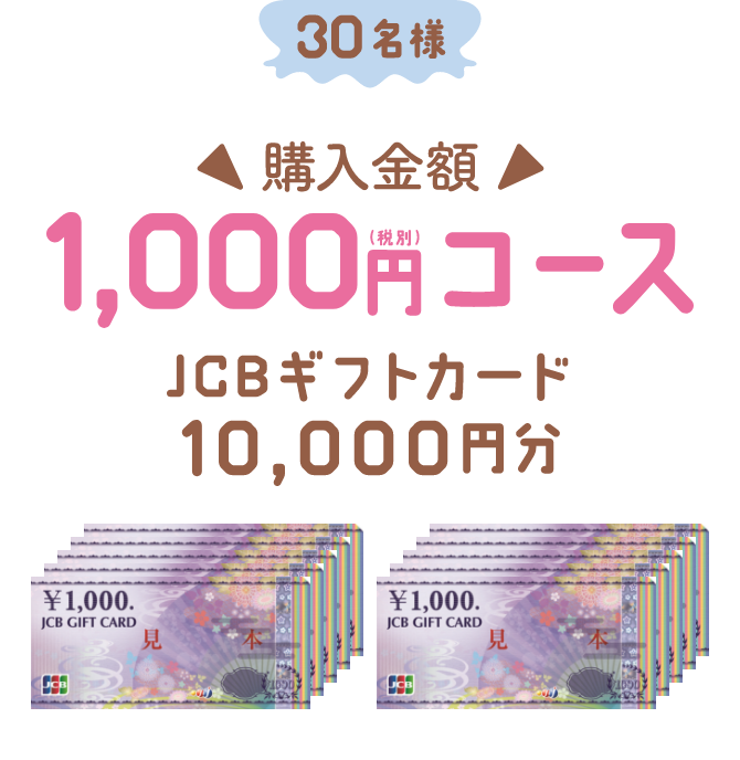 30名様 購入金額1,000円コース JTB旅行券10,000円分