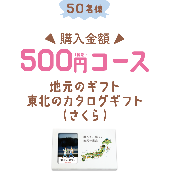 50名様 購入金額500円コース 地元のギフト 東北のカタログギフト（さくら）